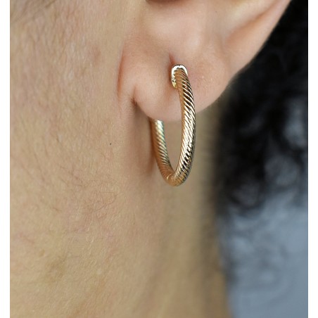 Boucles d'oreilles Créoles effet jonc tressé Plaqué or 750 3 microns