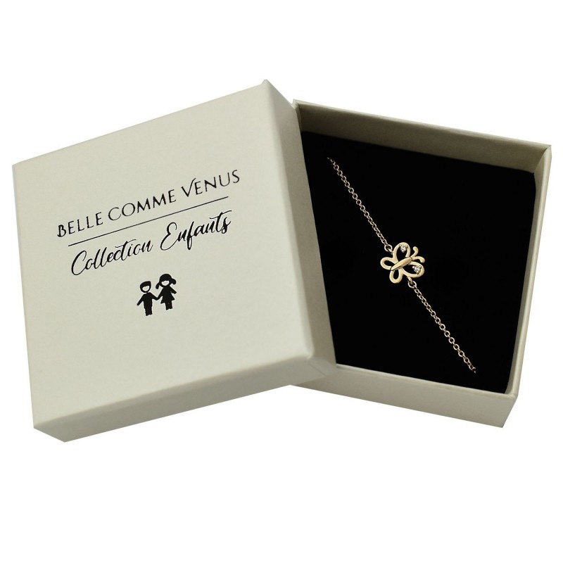 Bracelet papillon oxydes de zirconium sur les ailes Plaqué OR 750 3 microns