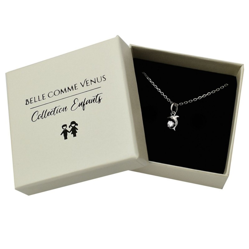 Collier dauphin oxyde de zirconium Argent 925 Rhodié