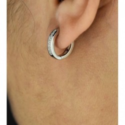Boucles d'oreilles créoles anneau d'oxyde de zirconium Argent 925 Rhodié