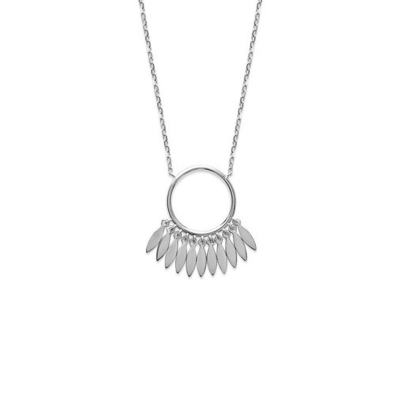 Collier cercle pampilles de petites plumes pendantes Argent 925 Rhodié