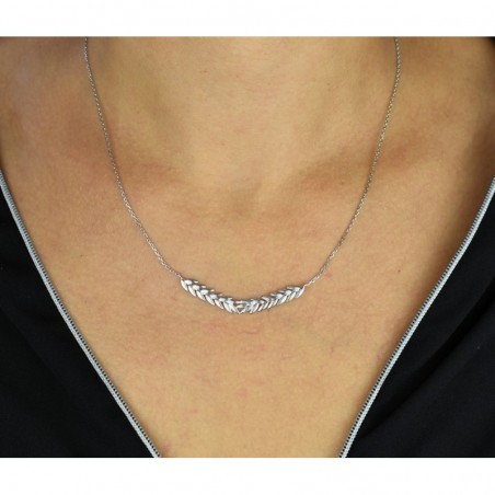 Collier branche de laurier épi Argent 925 Rhodié
