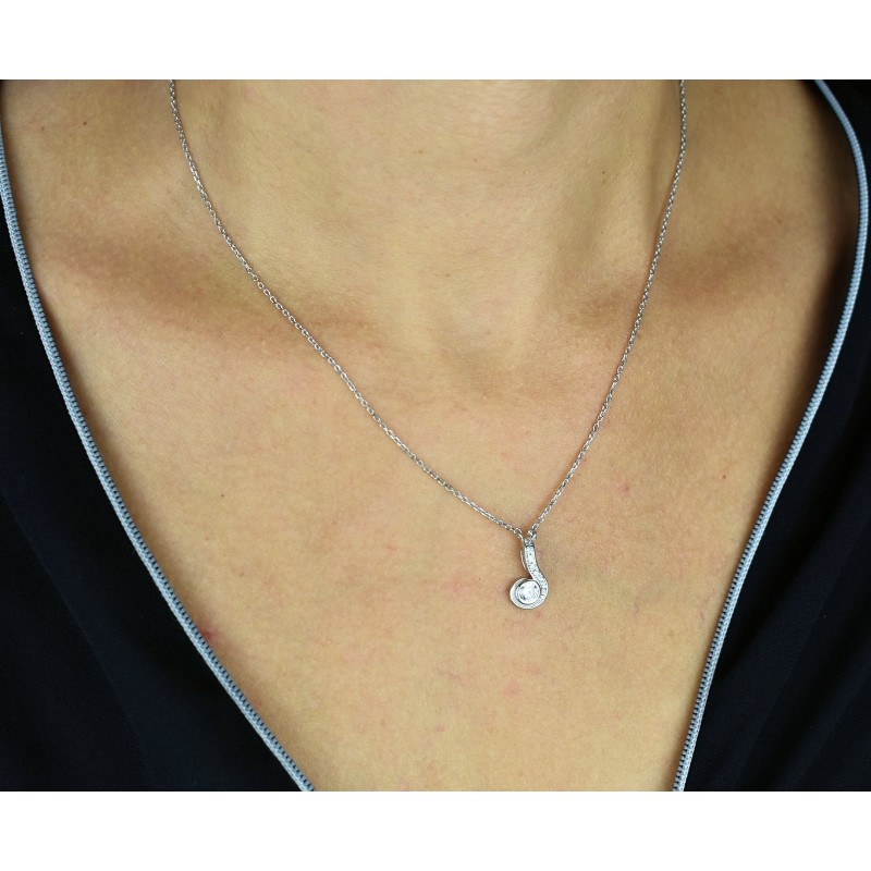 Collier spirale d'oxyde de zirconium rond Argent 925 Rhodié