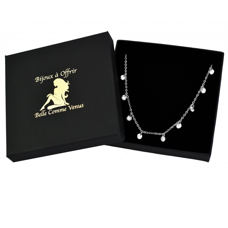 Collier pampilles oxydes de zirconium Argent 925 Rhodié