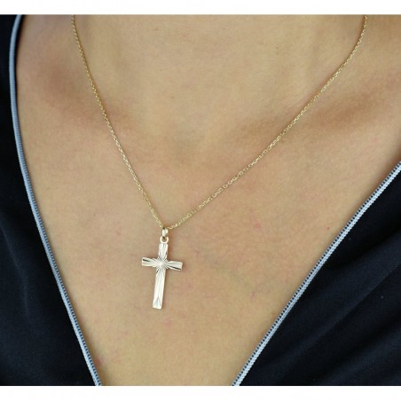 Collier croix ciselée Plaqué OR 750 3 microns