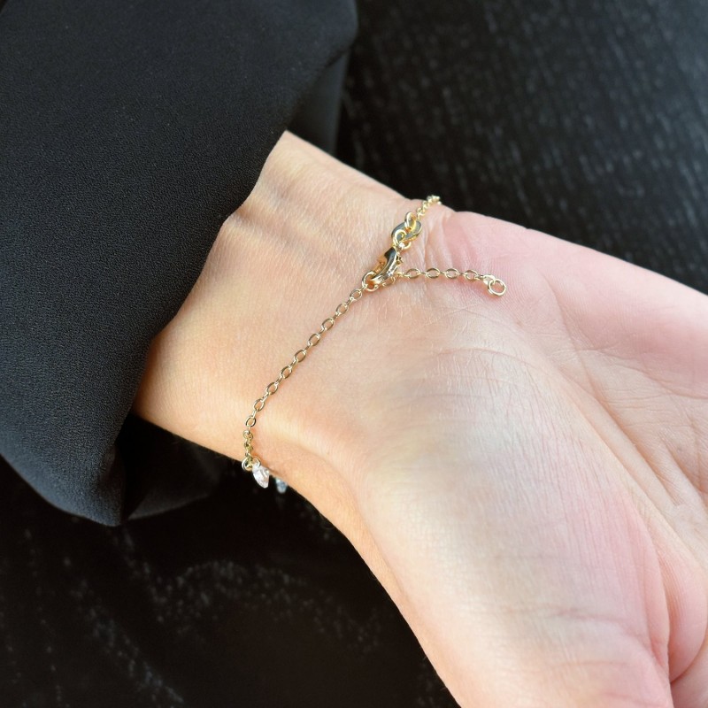 Bracelet pampilles d'oxydes de zirconium Plaqué OR 750 3 microns