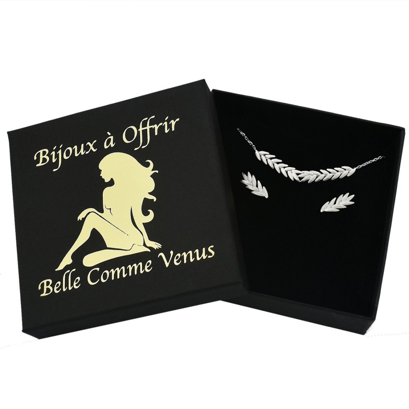 Parure épi branche de laurier Argent 925 Rhodié