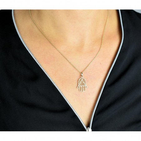 Collier main de Fatma ciselée Plaqué OR 750 3 microns