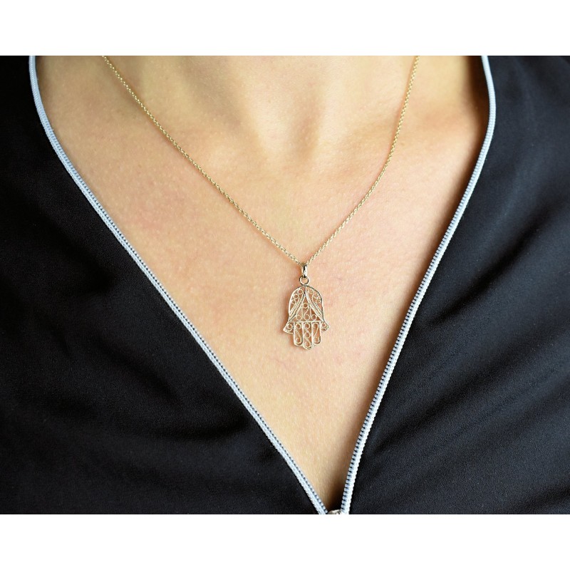 Collier main de Fatma ciselée Plaqué OR 750 3 microns