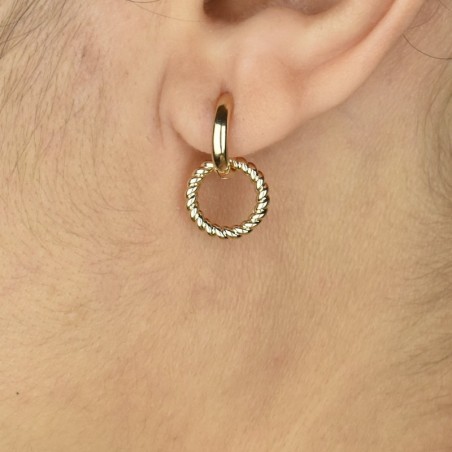 Boucles d'oreilles Mini Créoles cercle torsadé Plaqué or 750 3 microns