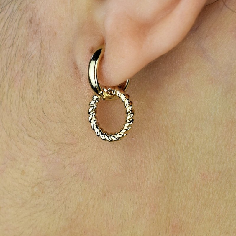 Boucles d'oreilles Mini Créoles cercle torsadé Plaqué or 750 3 microns