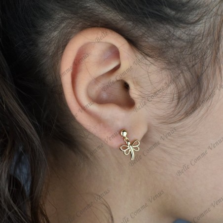 Boucles d'oreilles libellule Plaqué OR 750 3 microns