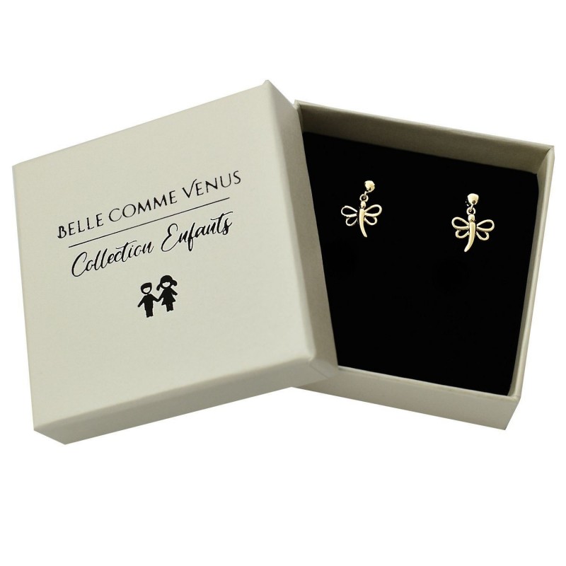 Boucles d'oreilles libellule Plaqué OR 750 3 microns