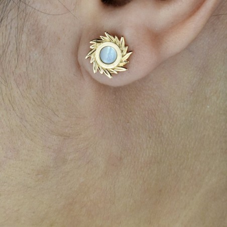 Boucles d'oreilles soleil de nacre Plaqué OR 750 3 microns