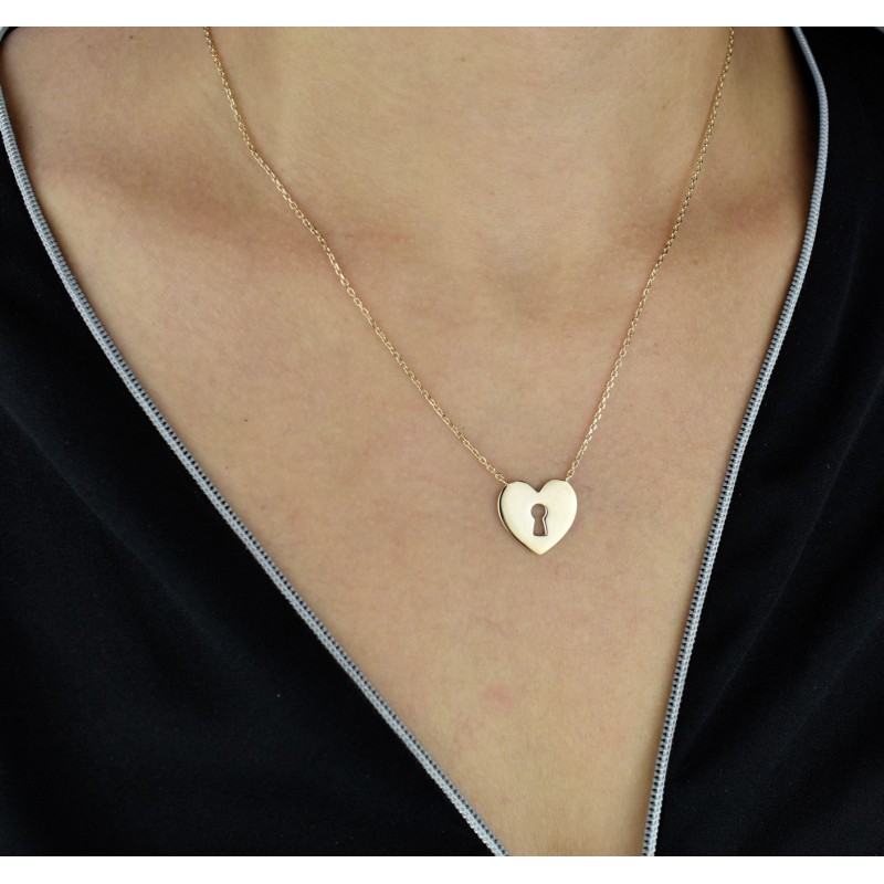 Collier clé de mon coeur Plaqué OR 750 3 microns