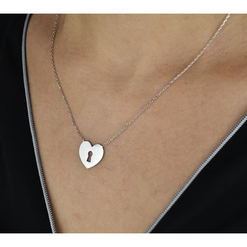 Collier clé de mon coeur Argent 925 Rhodié