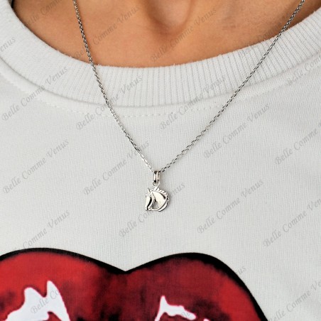 Collier buste de cheval Argent 925 Rhodié