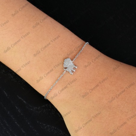 Bracelet petit chien souriant Argent 925 Rhodié