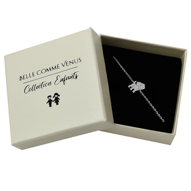 Bracelet petit chien souriant Argent 925 Rhodié