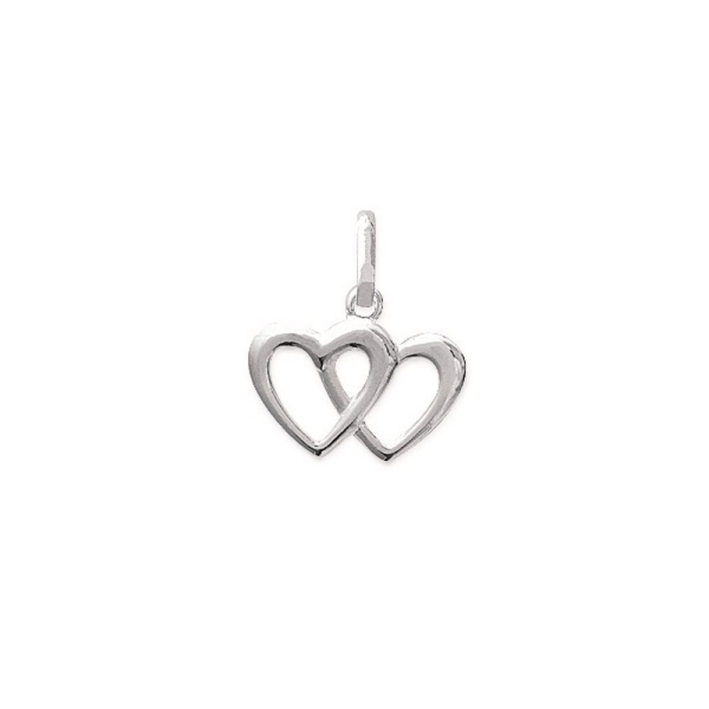 Collier 2 coeurs liés Argent 925 Rhodié