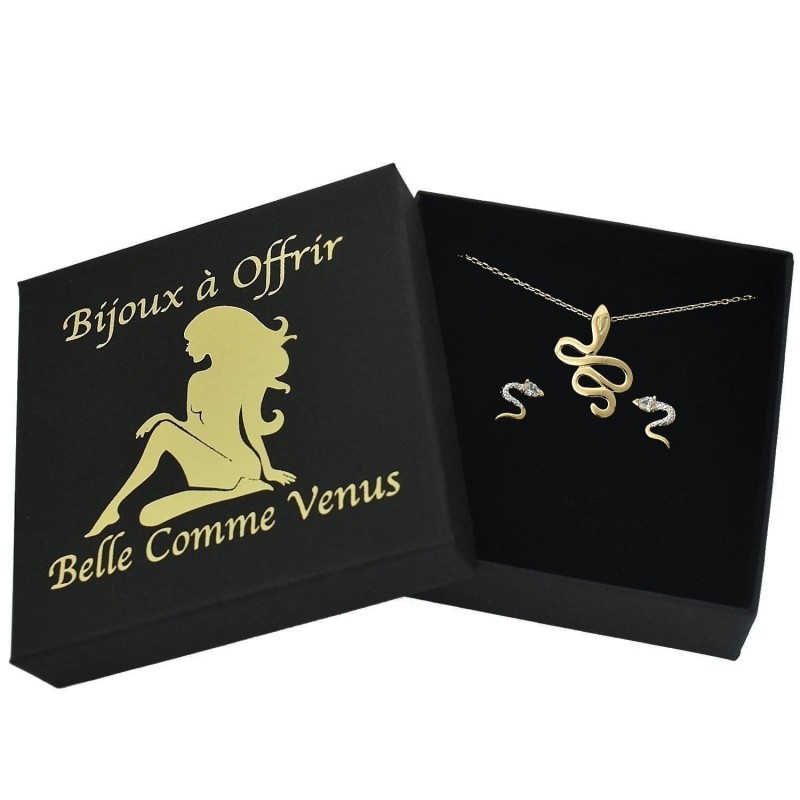 Parure Serpent Oxyde de Zirconium Plaqué OR 750 3 microns 2 tons