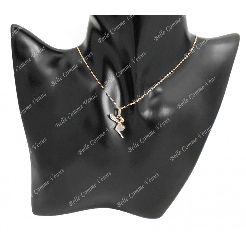 Collier fée quartz pierre naturelle Plaqué OR 750 3 microns