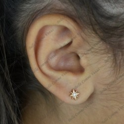 Boucles d'oreilles étoile à 8 branches oxyde de zirconium Plaqué OR 750 3 microns