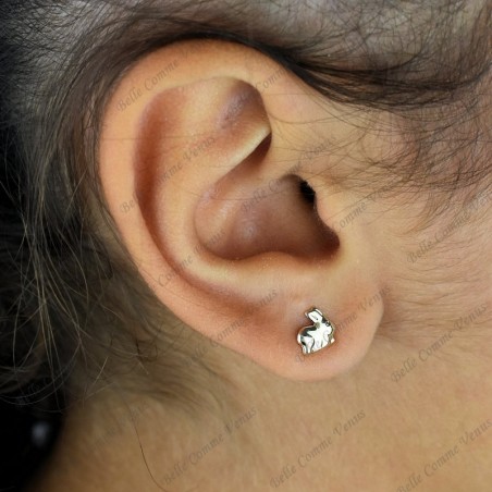 Boucles d'oreilles petit lapin Plaqué OR 750 3 microns