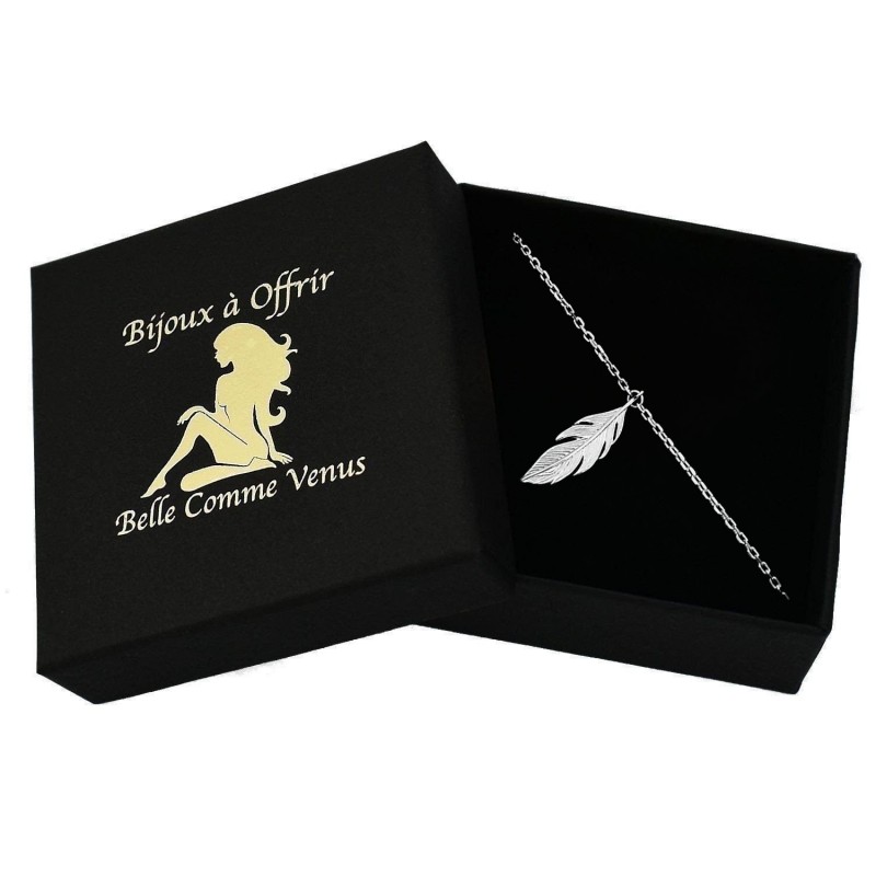 Chaîne de cheville plume pendante Argent 925 Rhodié