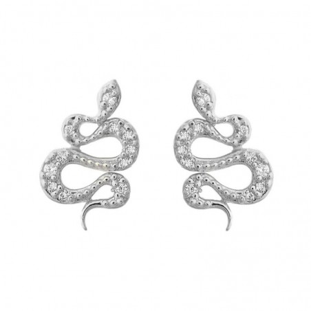 Boucles d'oreilles serpent serti d'oxydes de zirconium Argent 925 Rhodié