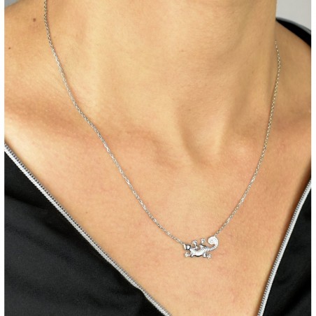 Collier salamandre Argent 925 Rhodié