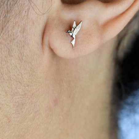 Boucles d'oreilles oiseau colibri Plaqué OR 750 3 microns