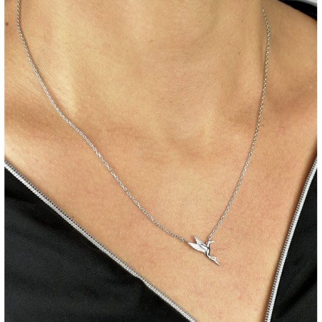 Collier oiseau colibri Argent 925 Rhodié