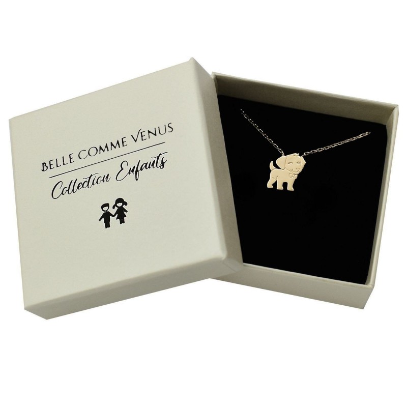 Collier petit chien souriant Plaqué OR 750 3 microns