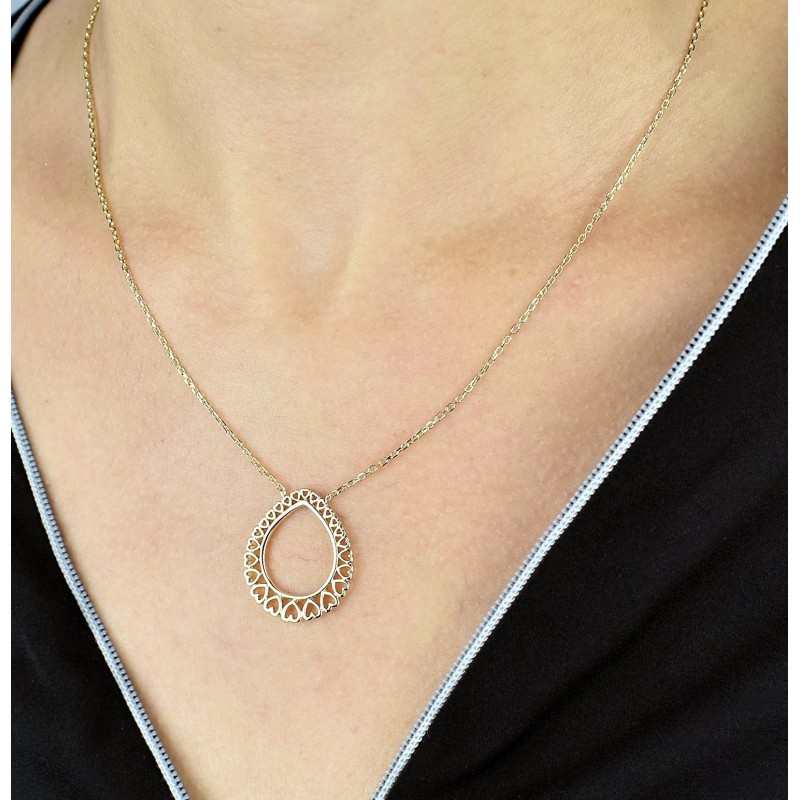 Collier goutte de coeurs Plaqué OR 750 3 microns