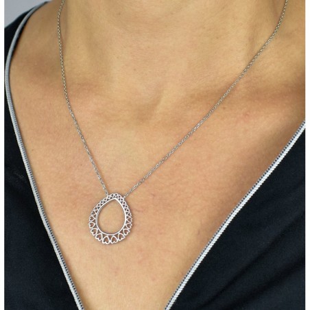 Collier goutte de coeurs Argent 925 Rhodié