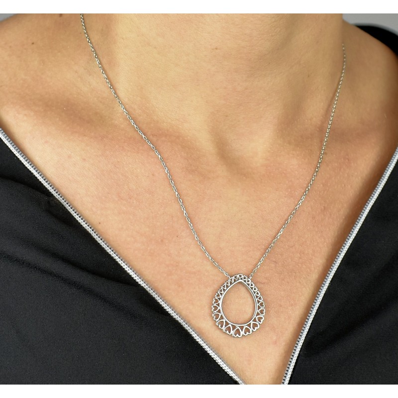 Collier goutte de coeurs Argent 925 Rhodié