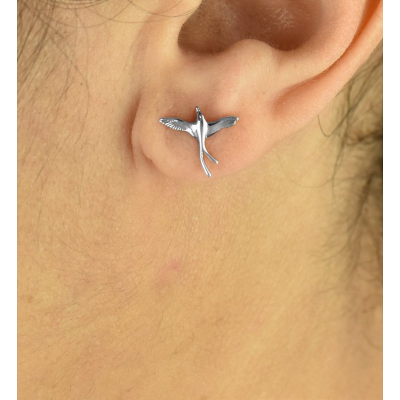 Boucles d'oreilles oiseau colombe Argent 925 Rhodié