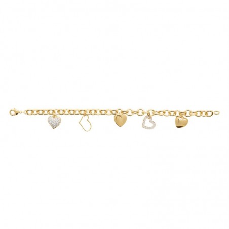 Bracelet suite de coeurs pendants oxydes de zirconium Plaqué OR 750 3 microns
