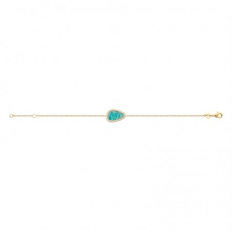 Bracelet pierre naturelle Amazonite et oxydes de zirconium Plaqué OR 750 3 microns