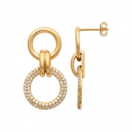 Boucles d'oreilles cercles oxyde de zirconiums Plaqué or 750 3 microns