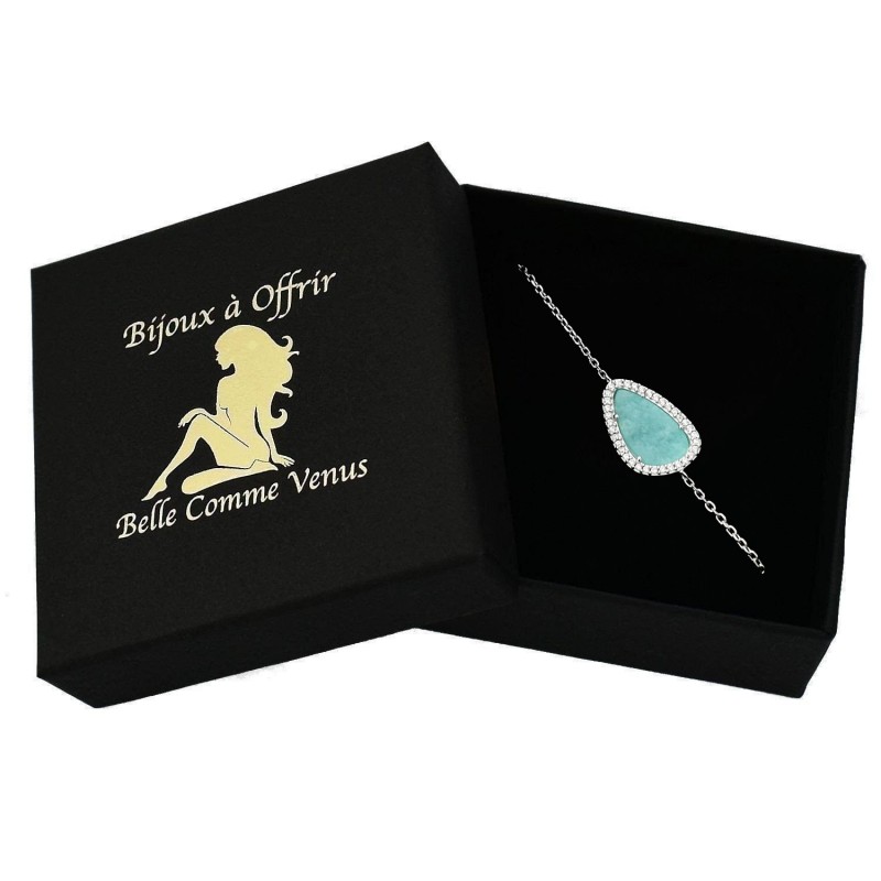 Bracelet pierre naturelle Amazonite et oxydes de zirconium Argent 925 Rhodié
