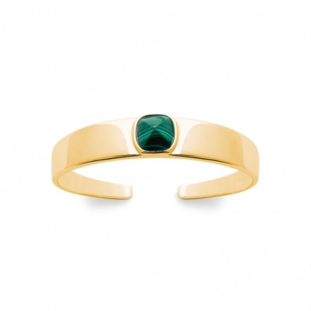 Bracelet jonc pierre naturelle Malachite Plaqué OR 750 3 microns