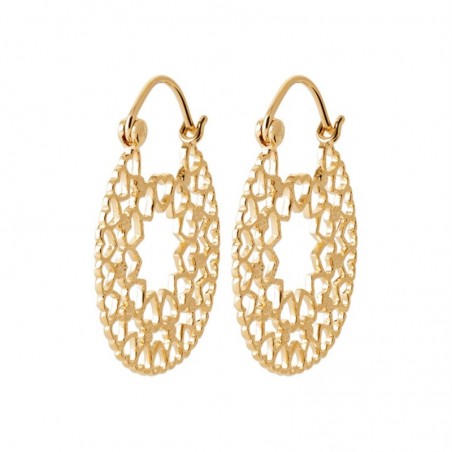 Boucles d'oreilles Créoles arabesque de coeurs Plaqué or 750 3 microns