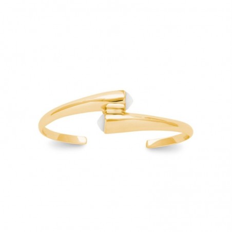 Bracelet jonc 2 nacres pierres naturelles Plaqué OR 750 3 microns