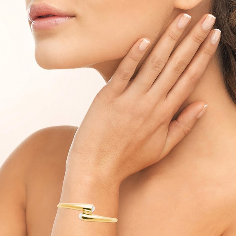 Bracelet jonc 2 nacres pierres naturelles Plaqué OR 750 3 microns