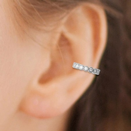 Clip d'oreille earcuff fil serti d'oxydes de zirconium Argent 925 Rhodié