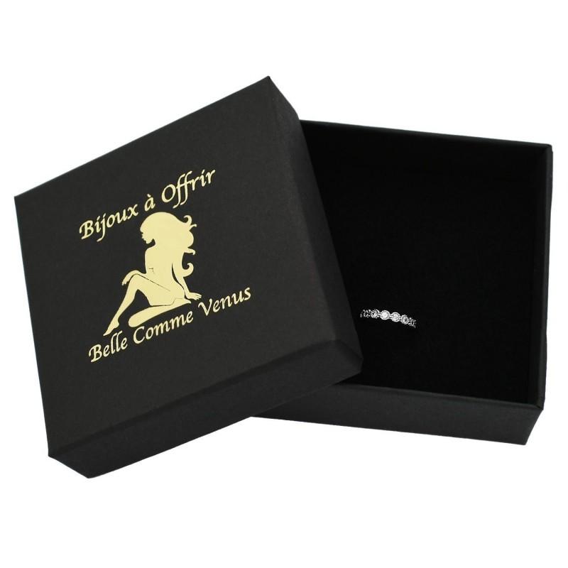 Clip d'oreille earcuff fil serti d'oxydes de zirconium Argent 925 Rhodié