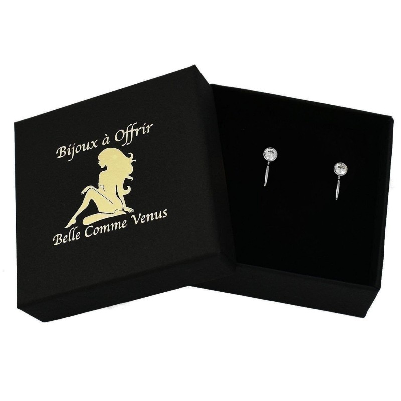 Boucles d'oreilles Créole ouverte oxyde de zirconium Argent 925 Rhodié