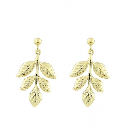 Boucles d'oreilles feuille Pendante élégance naturelle et raffinée Plaqué OR 750 3 microns